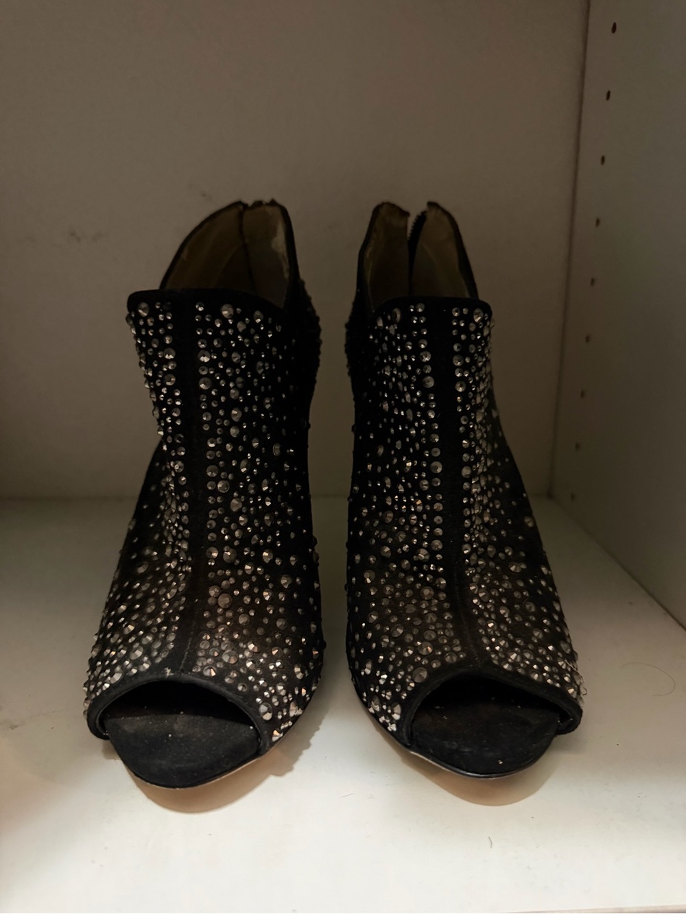 INC International Concepts Black Studded Peep-Toe Ankle Booties